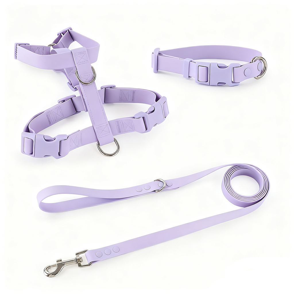 Manufacturers Custom PVC Rubber Coated Waterproof Pet Harness Luxury Adjustable H Strap No Pull Reversible Dog Harness Kit with Dual Buckle Design on Right and Left Side