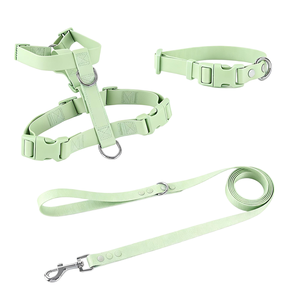 Manufacturers Custom PVC Rubber Coated Waterproof Pet Harness Luxury Adjustable H Strap No Pull Reversible Dog Harness Kit with Dual Buckle Design on Right and Left Side