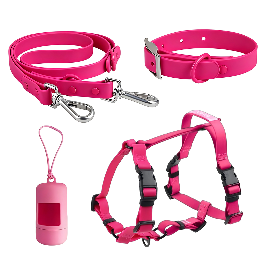 Manufacturers Custom PVC Rubber Coated Waterproof Pet Harness Luxury Adjustable H Strap No Pull Reversible Dog Harness Kit with Dual Buckle Design on Front and Back Side