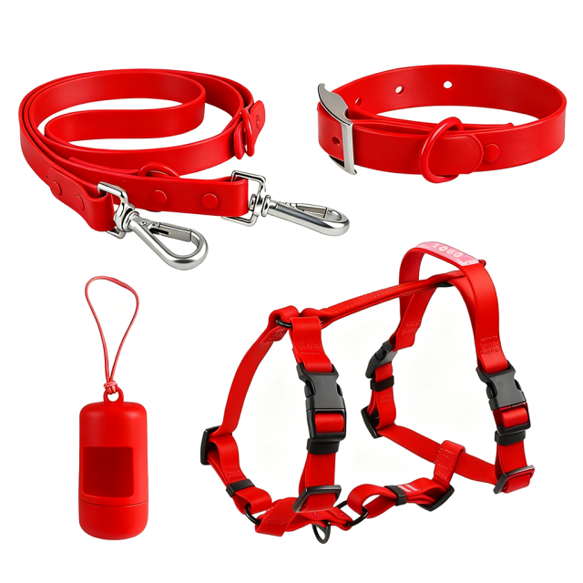Manufacturers Custom PVC Rubber Coated Waterproof Pet Harness Luxury Adjustable H Strap No Pull Reversible Dog Harness Kit with Dual Buckle Design on Front and Back Side