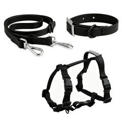 Manufacturers Custom PVC Rubber Coated Waterproof Pet Harness Luxury Adjustable H Strap No Pull Reversible Dog Harness Kit with Dual Buckle Design on Front and Back Side
