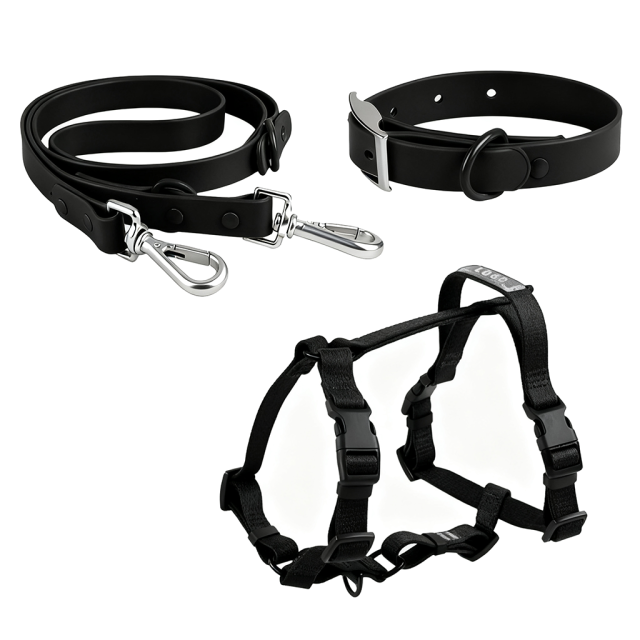 Manufacturers Custom PVC Rubber Coated Waterproof Pet Harness Luxury Adjustable H Strap No Pull Reversible Dog Harness Kit with Dual Buckle Design on Front and Back Side