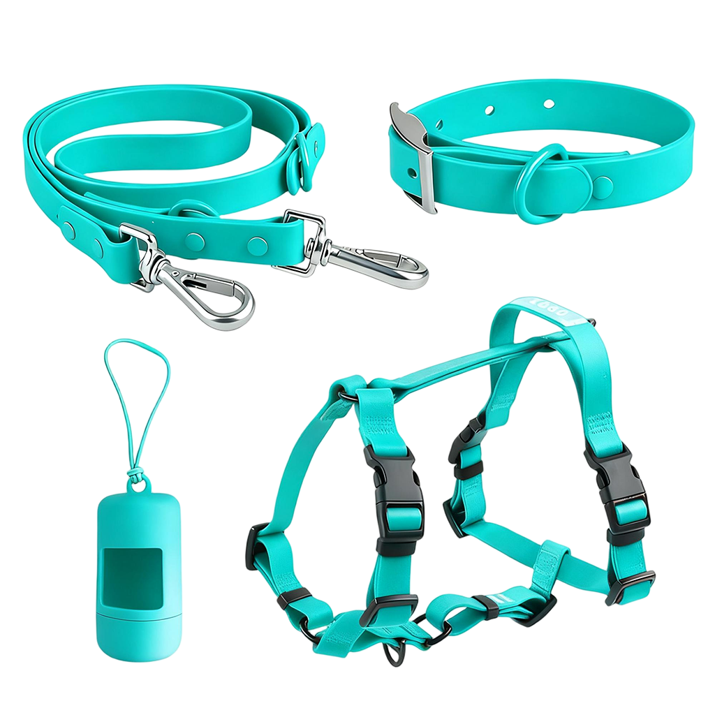 Manufacturers Custom PVC Rubber Coated Waterproof Pet Harness Luxury Adjustable H Strap No Pull Reversible Dog Harness Kit with Dual Buckle Design on Front and Back Side