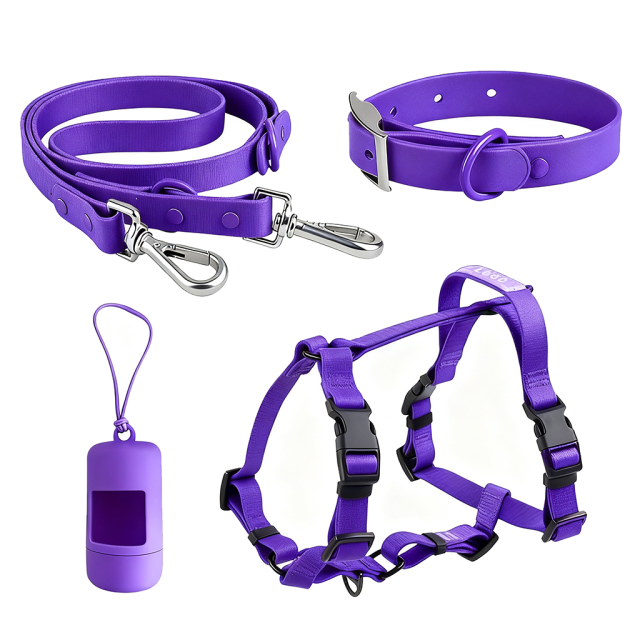 Manufacturers Custom PVC Rubber Coated Waterproof Pet Harness Luxury Adjustable H Strap No Pull Reversible Dog Harness Kit with Dual Buckle Design on Front and Back Side