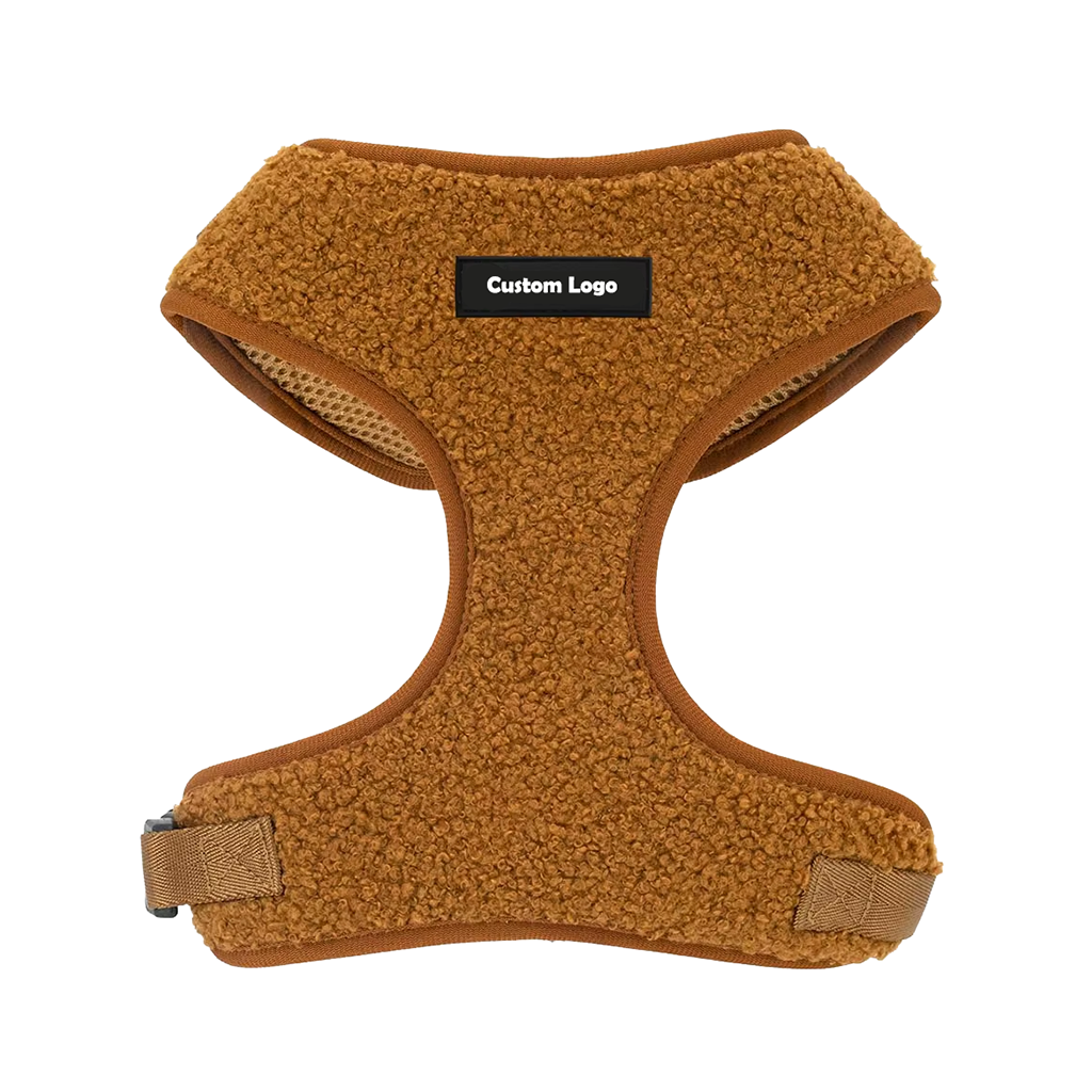 Manufactory Designer Premium Adjustable Cute Sherpa Fleece Teddy Warm Pet Dog Harness Leash Collar Bowtie Metal Set Pet Gift