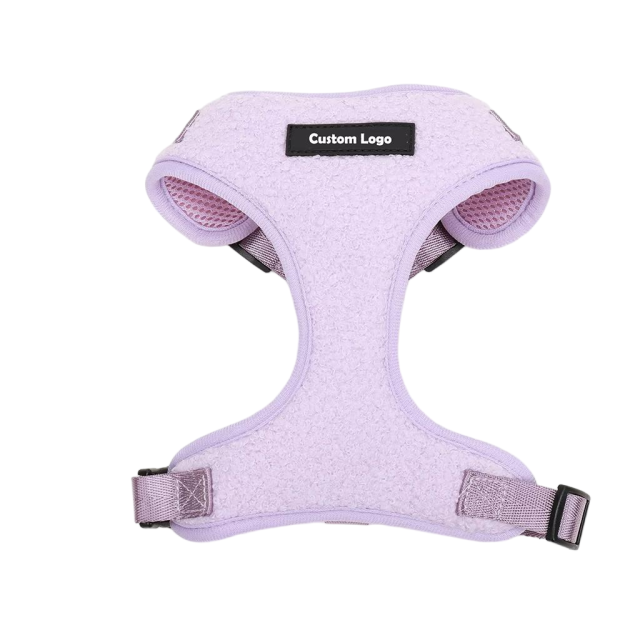 Manufactory Designer Premium Adjustable Cute Sherpa Fleece Teddy Warm Pet Dog Harness Leash Collar Bowtie Metal Set Pet Gift