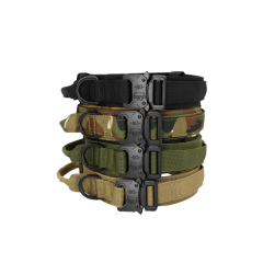 High Quality Heavy Duty Metal Buckle Pet Dog Training Collar Large Dogs Collar and Leash Set Outdoor Tactical Dog Collar