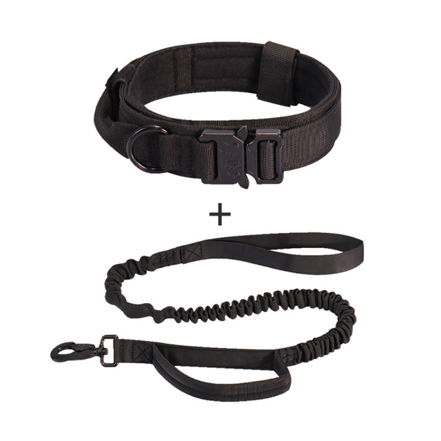 High Quality Heavy Duty Metal Buckle Pet Dog Training Collar Large Dogs Collar and Leash Set Outdoor Tactical Dog Collar