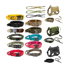 High Quality Heavy Duty Metal Buckle Pet Dog Training Collar Large Dogs Collar and Leash Set Outdoor Tactical Dog Collar