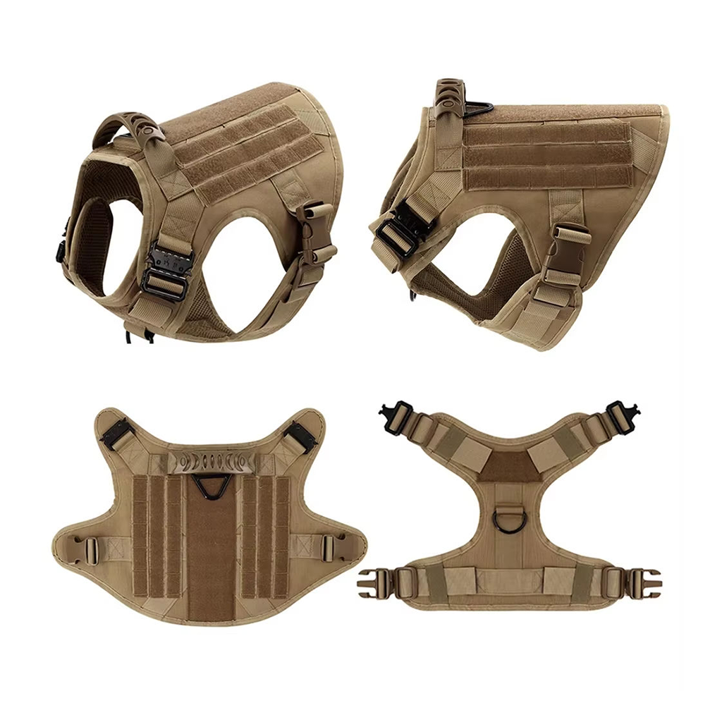 Dog Supplies Large Dog Harness Collar Leash Molle Pouches Pet German Shepherd Malinois Training Walking Vest Dog Harness Set