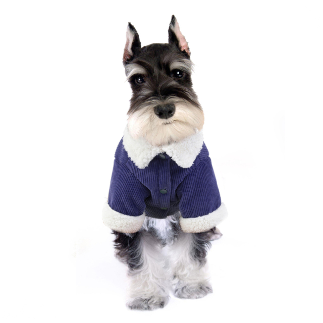 Hot Selling Pet Clothes Factory OEM Corduroy Coat Jacket Warm Dog Clothes Neck Traction Design Dog Coat for Pet