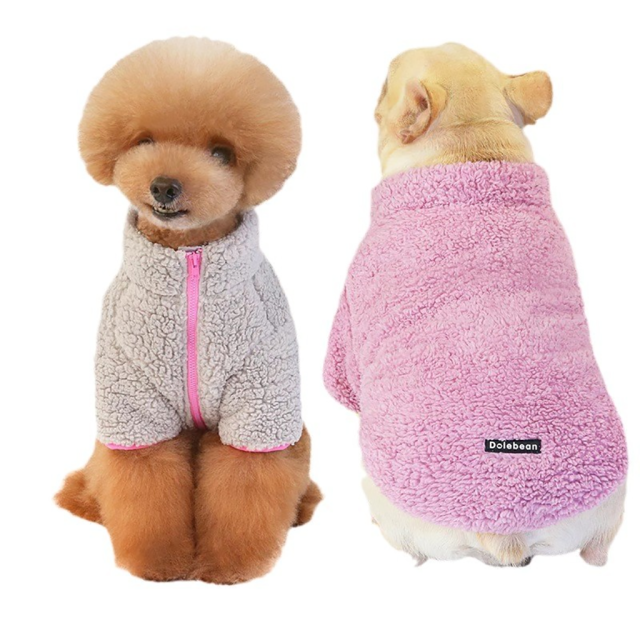 Fleece Dog Hoodie Winter Pet Coat Jacket Soft Warm Ropa Perro French Bulldog Dogs Cats Pets Clothing With Zipper design