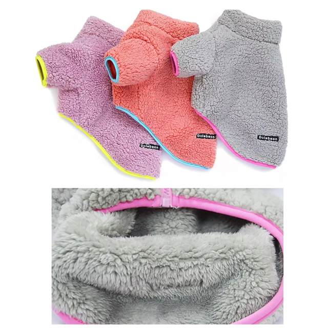Fleece Dog Hoodie Winter Pet Coat Jacket Soft Warm Ropa Perro French Bulldog Dogs Cats Pets Clothing With Zipper design
