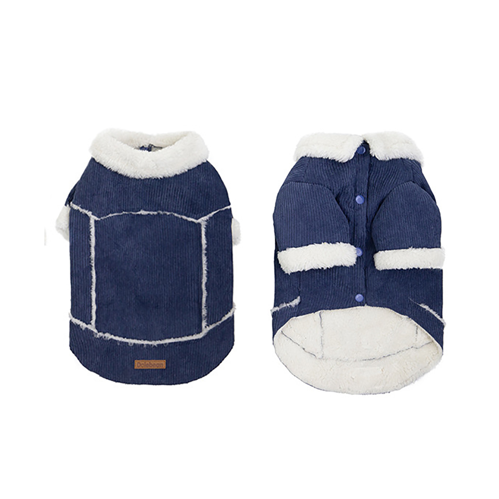 Hot Selling Pet Clothes Factory OEM Corduroy Coat Jacket Warm Dog Clothes Neck Traction Design Dog Coat for Pet