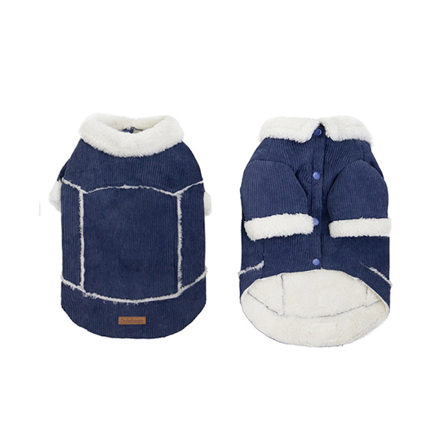 Hot Selling Pet Clothes Factory OEM Corduroy Coat Jacket Warm Dog Clothes Neck Traction Design Dog Coat for Pet