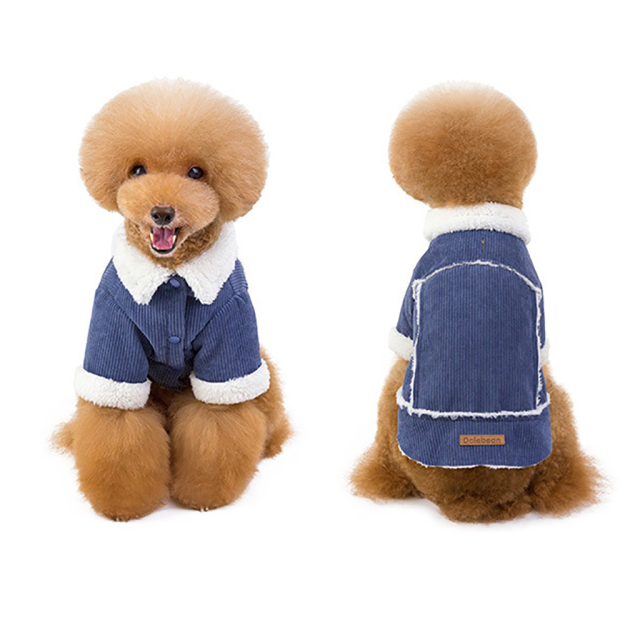 Hot Selling Pet Clothes Factory OEM Corduroy Coat Jacket Warm Dog Clothes Neck Traction Design Dog Coat for Pet