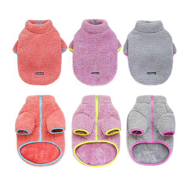 Fleece Dog Hoodie Winter Pet Coat Jacket Soft Warm Ropa Perro French Bulldog Dogs Cats Pets Clothing With Zipper design