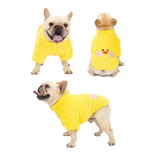 Fleece Dog Hoodie Winter Pet Coat Jacket Soft Warm Ropa Perro French Bulldog Dogs Cats Pets Clothing With Zipper design