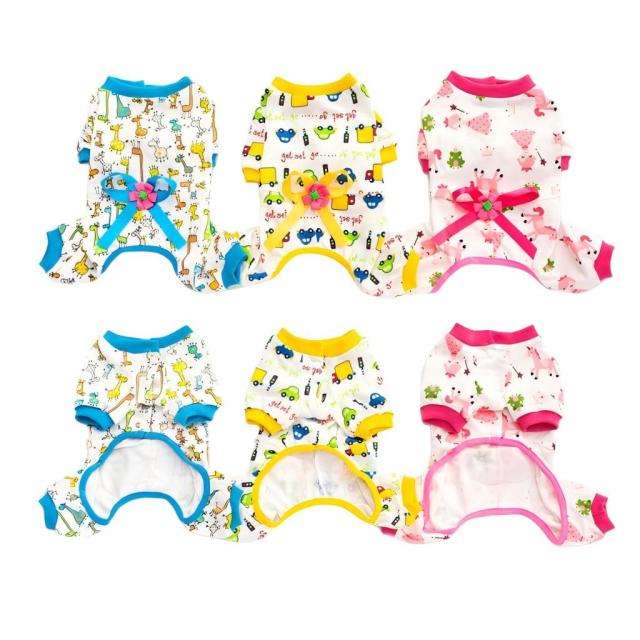 Pure Cotton Four-Legged Dog Clothes Cute Print Pattern Comfortable Belly Care for Winter and Spring Seasons Anti Hair Pet Wear