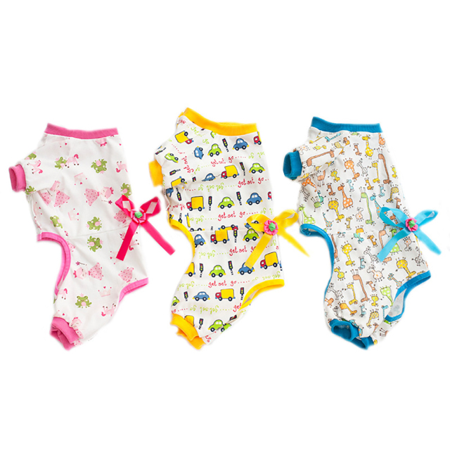 Pure Cotton Four-Legged Dog Clothes Cute Print Pattern Comfortable Belly Care for Winter and Spring Seasons Anti Hair Pet Wear