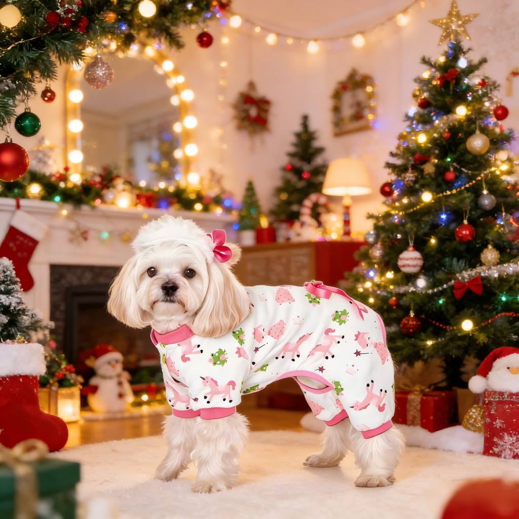 Pure Cotton Four-Legged Dog Clothes Cute Print Pattern Comfortable Belly Care for Winter and Spring Seasons Anti Hair Pet Wear