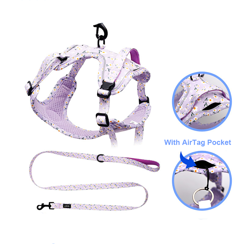 Fashion Pattern Printing No Pull Adjustable Vest Dog Soft Luxury Harness Environmental High Quality Breathable Dog Harness