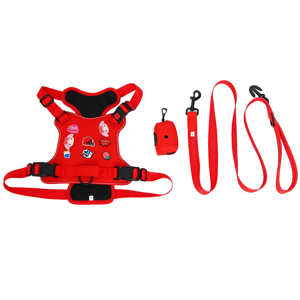 Personalized Dog Gear Featuring Hole Design Custom DIY Charm DIY Accessories Breathable Outdoor Dog Pet Vest Harness Leash Set
