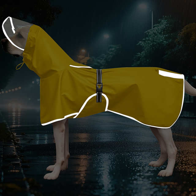 New Reflective Casual Dogs Eco-Friendly Raincoat Tummy Cape Solid Pattern Simple Style Pet Raincoat for Small Large Dog Waterproof