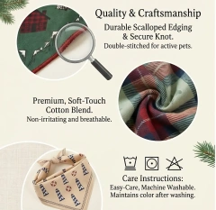 Durable scalloped edging and polyester fabric details of dog scarf