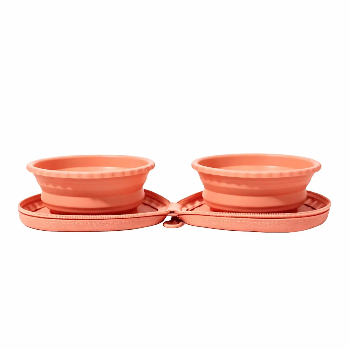 Cute Portable Collapsible Silicone Wall Mountable Foldable Outdoor Travel Water Food Feeding Bowl, Customizable Logo Dual Pet Feeder Bowl for Walking Camping Hiking