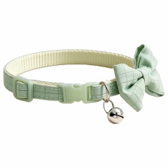 New Hot Selling Plaid Bow Pet Collar, Eco-Friendly Soft Woven Fabric Adjustable Dog Cat Collar, Cute Bell Decor Daily Walking Neck Strap