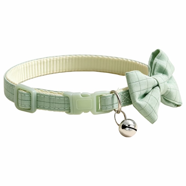New Hot Selling Plaid Bow Pet Collar, Eco-Friendly Soft Woven Fabric Adjustable Dog Cat Collar, Cute Bell Decor Daily Walking Neck Strap