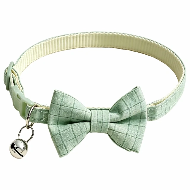 New Hot Selling Plaid Bow Pet Collar, Eco-Friendly Soft Woven Fabric Adjustable Dog Cat Collar, Cute Bell Decor Daily Walking Neck Strap