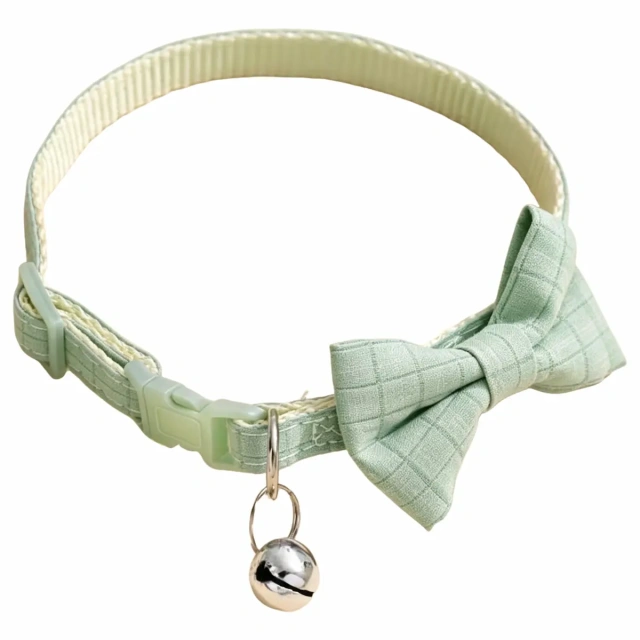 New Hot Selling Plaid Bow Pet Collar, Eco-Friendly Soft Woven Fabric Adjustable Dog Cat Collar, Cute Bell Decor Daily Walking Neck Strap