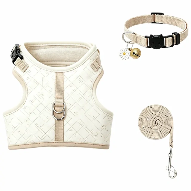 Hot Selling Quilted Printed Dog Vest Harness, Soft Padded Adjustable Walking Chest Strap Leash Set for Small Dogs and Cats