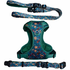 Hot Selling Christmas Pattern Magnetic Pet Harness Set, Easy Wear Magnetic Buckle Puppy Walking Vest Harness Kit for Pets