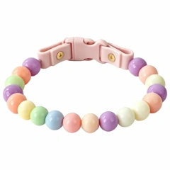 New Hot Macaron Beaded Pet Collar, Cute Glossy Resin Bead Dog Collar with Quick Release Safety Buckle, Adjustable Pastel Color Pet Neck Collar for Dogs, Customizable Wholesale Pet Supplies