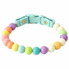 New Hot Macaron Beaded Pet Collar, Cute Glossy Resin Bead Dog Collar with Quick Release Safety Buckle, Adjustable Pastel Color Pet Neck Collar for Dogs, Customizable Wholesale Pet Supplies