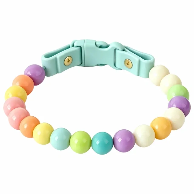 New Hot Macaron Beaded Pet Collar, Cute Glossy Resin Bead Dog Collar with Quick Release Safety Buckle, Adjustable Pastel Color Pet Neck Collar for Dogs, Customizable Wholesale Pet Supplies