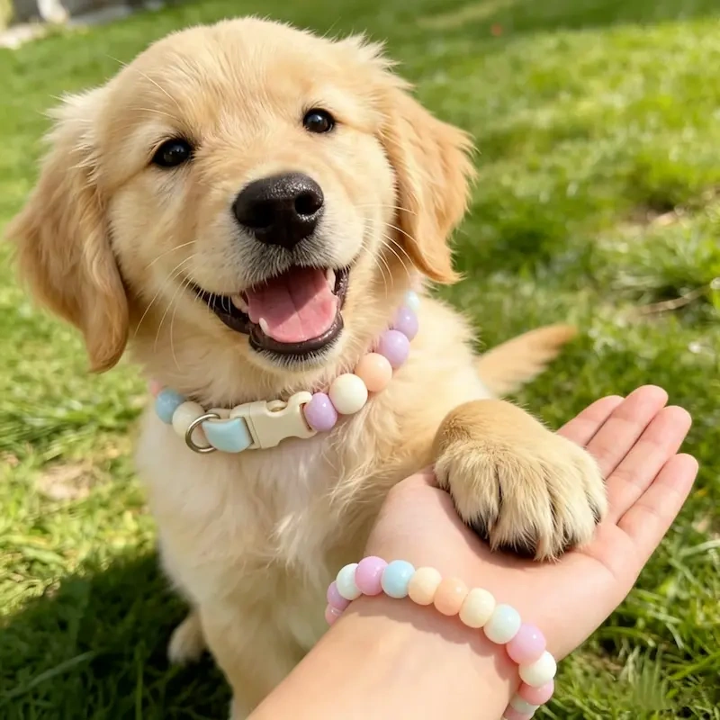 New Hot Macaron Beaded Pet Collar, Cute Glossy Resin Bead Dog Collar with Quick Release Safety Buckle, Adjustable Pastel Color Pet Neck Collar for Dogs, Customizable Wholesale Pet Supplies