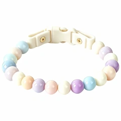 New Hot Macaron Beaded Pet Collar, Cute Glossy Resin Bead Dog Collar with Quick Release Safety Buckle, Adjustable Pastel Color Pet Neck Collar for Dogs, Customizable Wholesale Pet Supplies