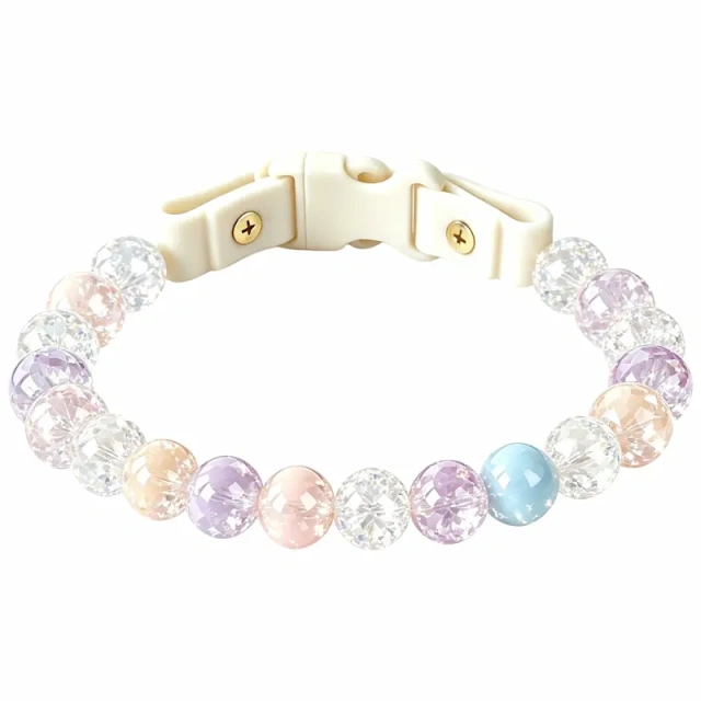 New Hot Macaron Beaded Pet Collar, Cute Glossy Resin Bead Dog Collar with Quick Release Safety Buckle, Adjustable Pastel Color Pet Neck Collar for Dogs, Customizable Wholesale Pet Supplies