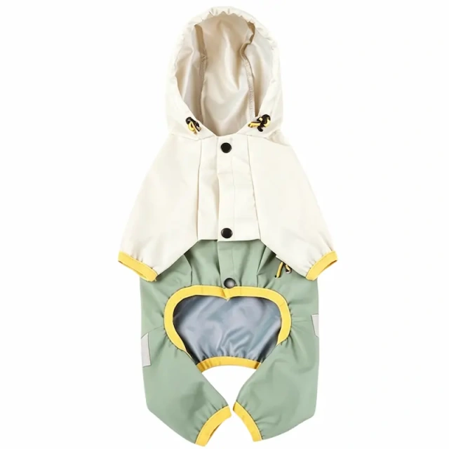 Hot Selling Waterproof Dog Raincoat Hooded Jumpsuit, Color Block Adjustable Drawstring Pet Rain Jacket for Small Medium  Dogs