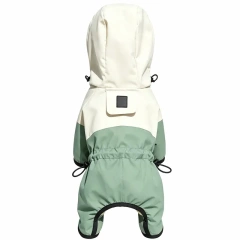 Hot Selling Waterproof Dog Raincoat Hooded Jumpsuit, Color Block Adjustable Drawstring Pet Rain Jacket for Small Medium  Dogs