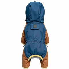 Hot Selling Waterproof Dog Raincoat Hooded Jumpsuit, Color Block Adjustable Drawstring Pet Rain Jacket for Small Medium  Dogs