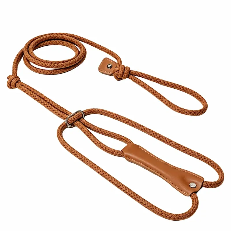 Custom PU Leather & Nylon Rope Dog Harness Leash Collar Set | OEM ODM Personalized Pet Vest Harness