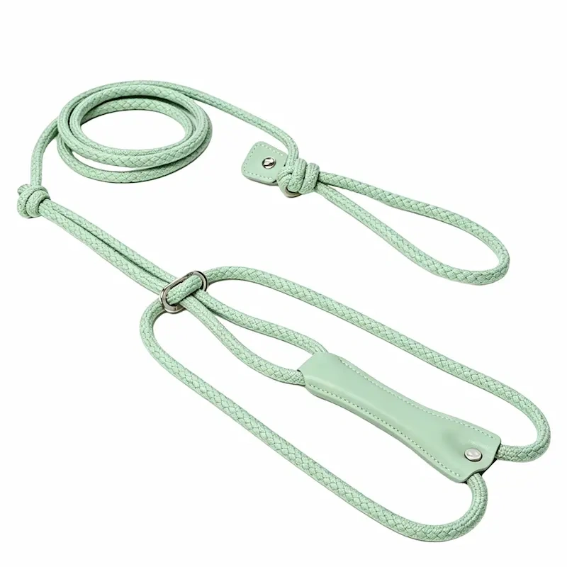 Custom PU Leather & Nylon Rope Dog Harness Leash Collar Set | OEM ODM Personalized Pet Vest Harness