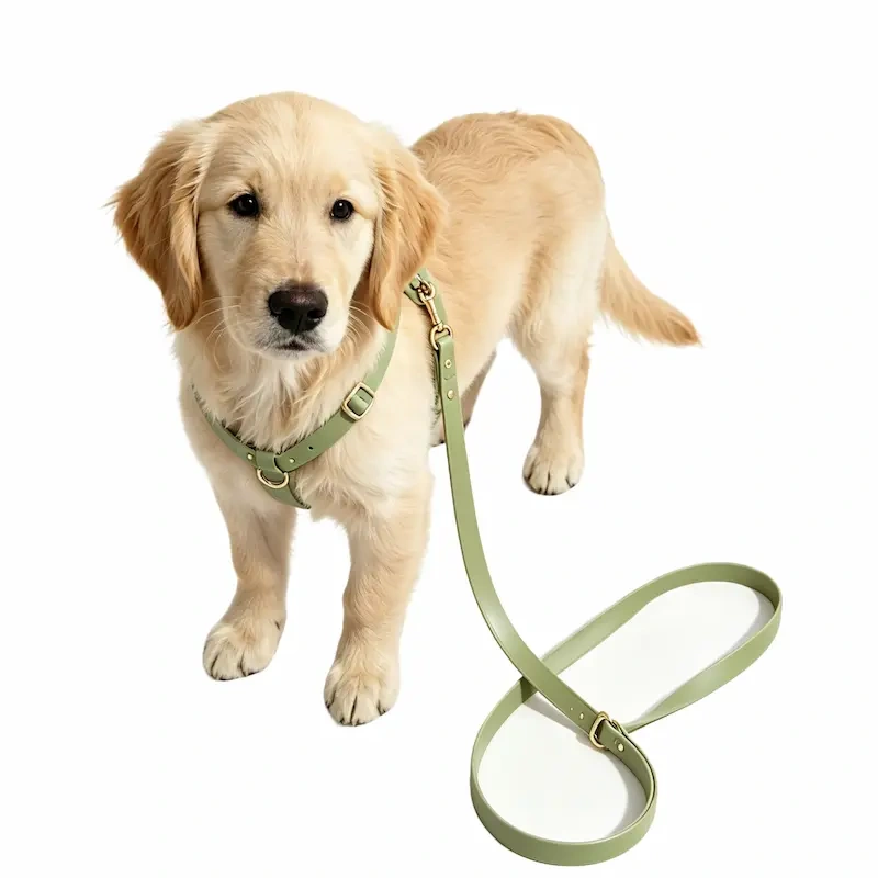 Waterproof PVC Coated Webbing Multi-way Dog Leash with Brass Metal Hardware, Premium Mint Green Pet Lead for Walking & Training, OEM/ODM Wholesale Order Supported