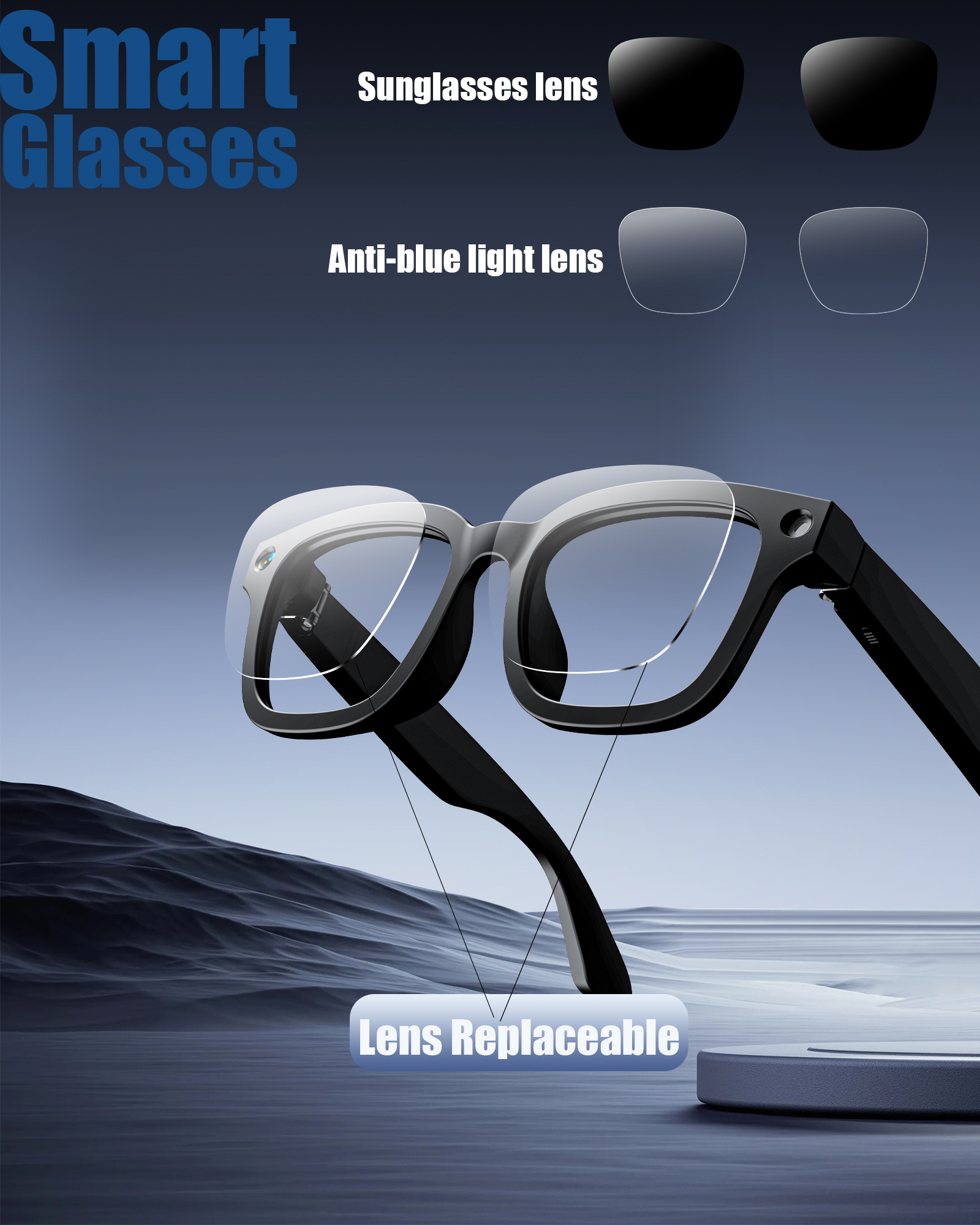 GLS100 CE FCC certified AI smart glasses