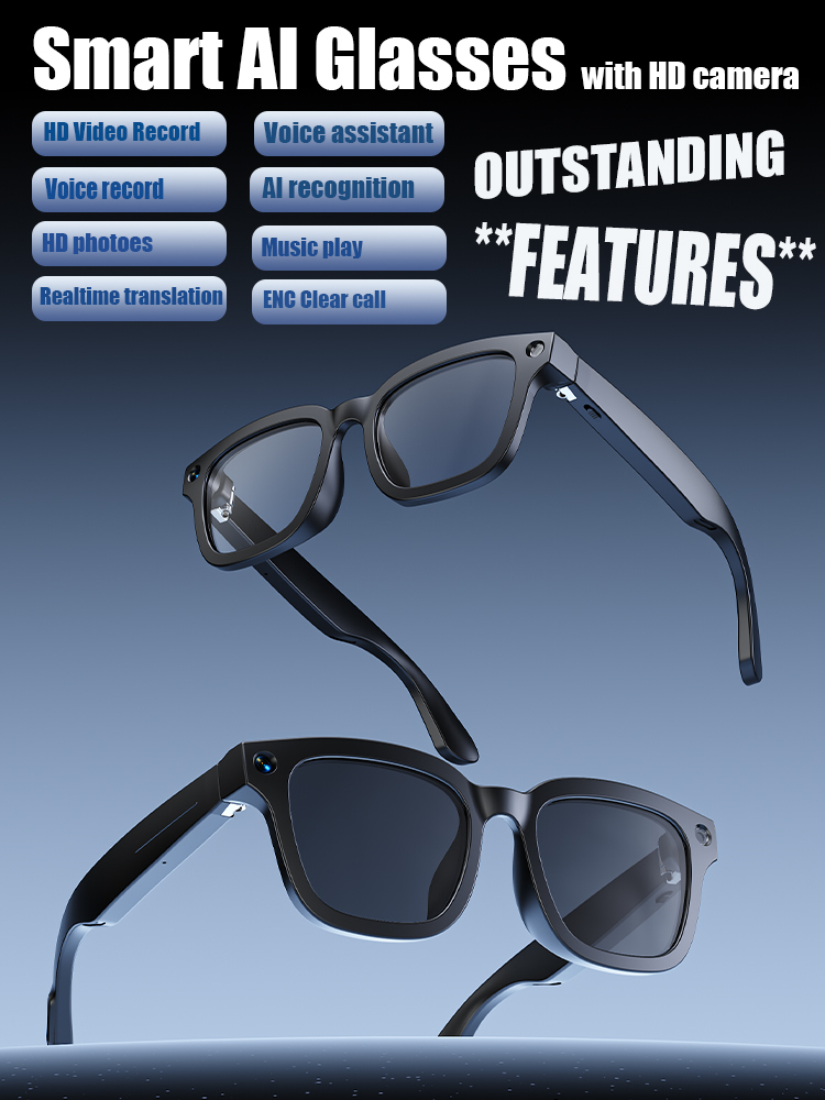 GLS100 lightweight 38g TR90 frame smart glasses